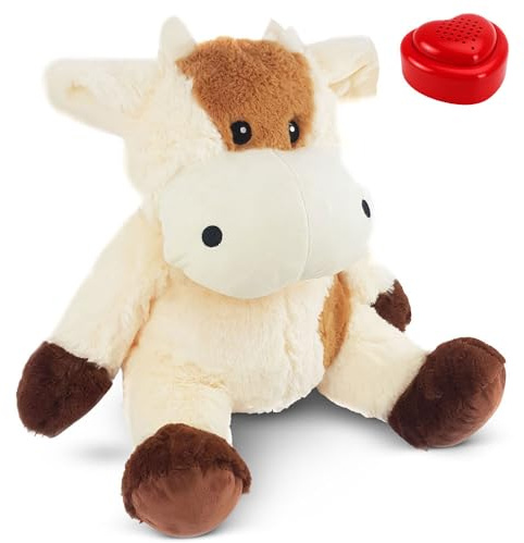 Peluche Vaca con grabadora de Voz [Micrófono + MP3] | Vaca 45 cm | con Voice Recorder | Tu Propia Voz | Regalo - San Valentín - Cumpleaños - Día de la Madre | Message in a Cuddle