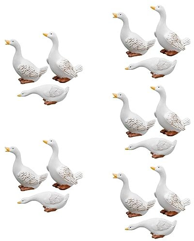 ERICAT 15 Stück Mikro-Landschaftsdekoration, Mini-Kuchen, Miniatur-Enten, Miniatur-Spielzeug, Feengärten, Tiere, Mini-weiße Entenstatuen, Feengarten-Tierfigur, Enten-Modellfigur, Tierdekoration/1249