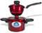 TETEU Cuscuzeira Nordestino Brasilianischer Couscous-Topf zum Kochen, Cuzcuzeira, Couscous, Reis, Gemüse, robuster Metalltopf mit Griff, kleine Portionen, rote Farbe, 340 ml