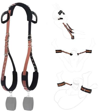 NAIXBTY Sex Bondageset mit Handschellen BDSM Fessel Set Fußfesseln Verstellbar Oberschenkel Bandage Extrem Betten Fesselset SM Sex Spielzeug Erotische Gefesselt Cosplay für Paare Frauen Männer