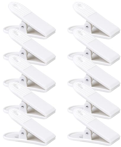 Büroklammern Kunststoff, 58mm Große Scharnier Klammern Briefklemmer, Bulldogge Binder Clips für Büros Küche Hause, 10er Pack WEIß