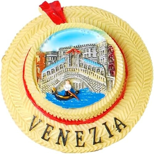 Kühlschrankmagnet 3D aus Harz Venedig Italien Souvenir Geschenk Haus Küche Sammlerstück Hut Gondeln Brücke Rialto 6,5 x 2 cm