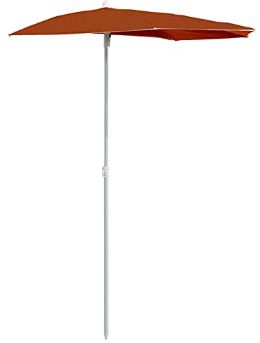 BaraSh Halb-Sonnenschirm mit Mast 180x90 cm Terracotta-Rot Wandschirm Marktschirm Balkonschirm Sonnenschutz Halbschirm halb