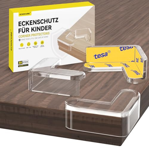 ECHOCUBE 30 PCS Protectores de Esquinas para Muebles, Protectores de Borde de Mesa Transparentes, Protector de Esquinas de Seguridad para Bebés para Muebles Esquinas en Punta - Forma de L