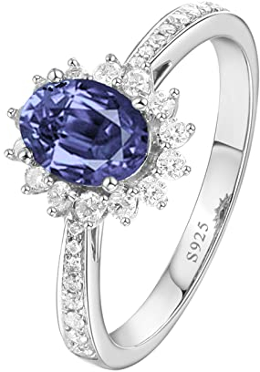 BCughia Hochzeit Ring Damen, Damenring 925 Silber Damen Blume Oval Form Lavendel Lila Zirkonia Ring Größe 63 (20.1)