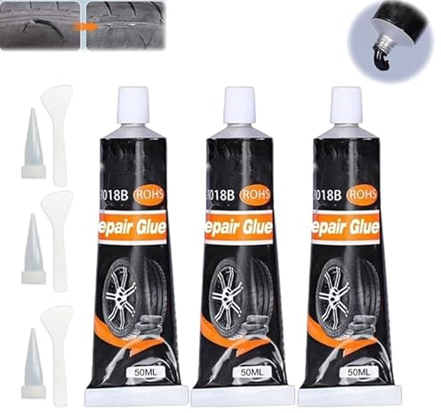 Reifenkleber-Seitenwand-Reparatur-Gummi-Set, Zement-Reifen-Fix-Seitenwand-Patch-Stecker-Reparatur, starker Klebstoff regenfest wasserdicht und hochtemperaturbeständig,für Schuhe (3pcs, 50ml)