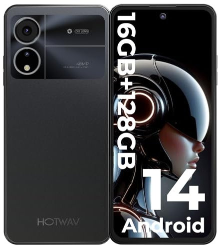 HOTWAV NOTE12 2024 Handy Ohne Vertrag: Smartphone Android 14 Octa Core 16GB+128GB/1TB Erweiterbar, 6.8 HD+ Display 5160mAh, 48MP+16MP Kamera Dual SIM 4G WIFI5 Bluetooth5 OTG GPS Simlockfreie Handys