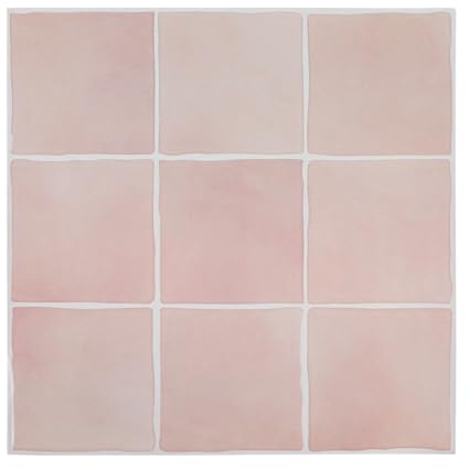 Rosa Fliesenaufkleber Klebefliesen Küche Bad, 10-Stück Quadrat Wandfliesen Küchenrückwand Selbstklebende Fliesen (30,5 x 30,5 cm, 0.94㎡)