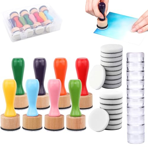 OTCRAFT Juego de 28 mini herramientas de mezcla de tinta, con espumas de repuesto, caja de almacenamiento de espuma para espumas, álbumes de recortes, pintura, dibujo, suministros de arte,