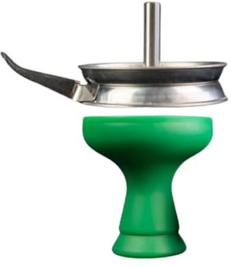 Set Cazoleta Cachimba en Silicona Verde con Gestor de Calor y Mango | Sistema de Calentamiento Universal | Accesorios Resistentes al Calor para Tabaco y Fumada | Fácil de Limpiar y Larga Duración