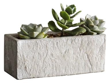 Wfxjyg2223 Macetas para Plantas- Maceta Rectangular con Raya de Piedra, con Agujeros de Drenaje, Maceta de Cemento, for Dormitorio, Ventana, jardín (3 tamaños) Jardineras(Medio)