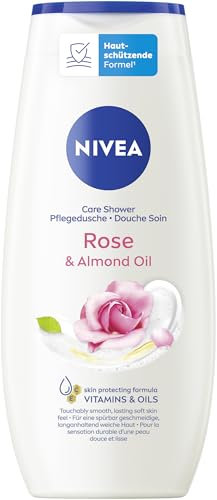 NIVEA Rose & Almond Oil Pflegedusche, pH-hautneutrales Duschgel mit Mandel-Öl, feuchtigkeitsspendende Cremedusche mit verwöhnendem Rosenduft (250 ml)