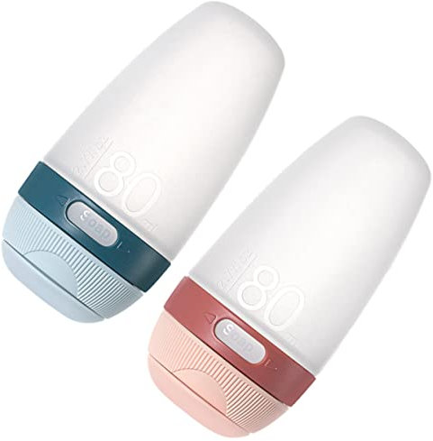FRCOLOR 2 Stück 80 Ml Nachfüllbare Silikon Reiseflaschen Reisebehälter Für Kosmetik Shampoo Lotion Tragbare Toilettenartikelflaschen Mit Auslaufschutz