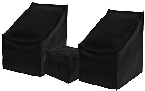 Skylar Reclining Lounge Set Weatherproof Cover - Black PVC Garden Furniture Protector for Patio Table and Chairs