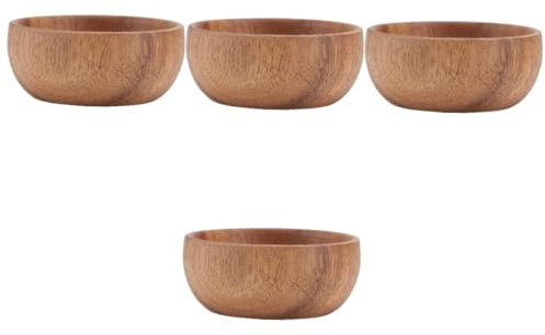 DINHEAROM 4pièces Plateau Bois Décoratif Pour Service De Salade Plat à Nourriture Et Vaisselle De Maison Marron