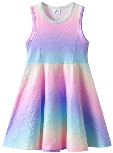 VIKITA Vestito Bambina Elegante Compleanno Casuale Rotondo Senza Maniche A-Line Abiti