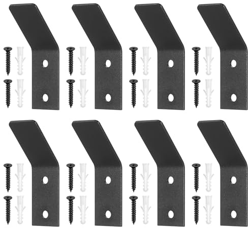 8 Pcs Patere Crochet Porte Manteau Mural Noir, Patères Porte Manteaux, Patere Murale Noir, Patère Murale en Forme de V pour Salle de Bain Cuisine Bureau Vêtements Serviettes Clés Sacs Chapeaux