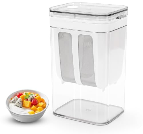 Gugxiom 1100ml Joghurt Sieb, Frischkäsebereiter mit feinem Netz und Deckel, Mehrzweckfilter für Joghurts, Käse, Fruchtsaft, Tee