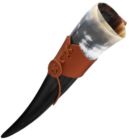 Amosfun Boccale Vichingo Per Vino in Corno Medievale Con Supporto in Pu, Tazza Rustica Per Arredamento Cosplay, Coppa Da Bere Vintage Per Rievocazioni Storiche e Costumi Vichinghi