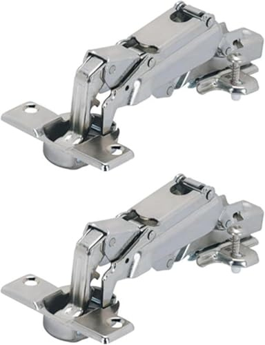 Hettich Intermat 4 Top 2 Weitwinkelfederscharniere, vernickelt, Topf ⌀35 mm | Vorliegend 165° Öffnungswinkel, Weitwinkel-Topfscharnier, Klipsmontage, Für aufliegende Türen, 2 Stück, Artikel 9313