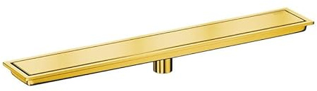 Desagüe de ducha lineal invisible profesional, 10 x 40 cm, rectangular, reversible, 2 en 1, para cocina, baño, garaje y sótano, acabado dorado