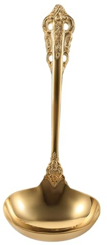 TOYZFRIENDY Gold Stainless Steel Soup Ladle Large Metal Serving Spoon Kitchen Utensil for Hotpot and Cooking