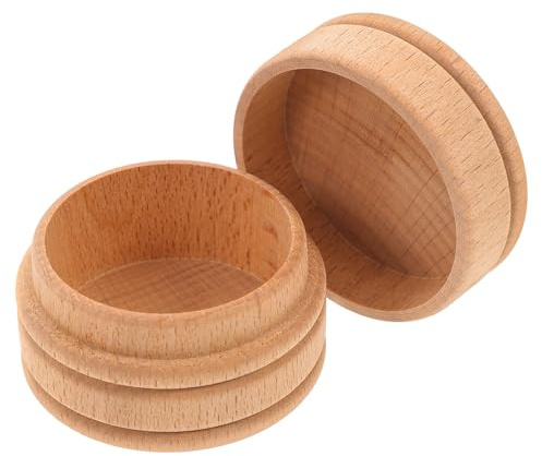 GOOHOCHY Caja para Dientes De Leche De Madera De Haya, Caja Pequeña Redonda 5x3.5 Cm, Soporte para Recuerdos Infantiles, Almacenamiento Seguro para Dientes y Pelo Fetal, Adecuado para Ñiño,