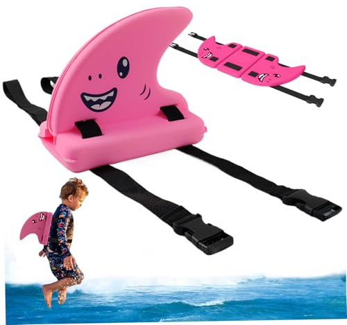 Aleta de natación para niños con Clip Trasero EVA Flotante Aleta de tiburón Ayuda para Nadar con 2 Correas Ajustables Flotador de Dibujos Animados Seguridad Principiante tiburón para Piscina