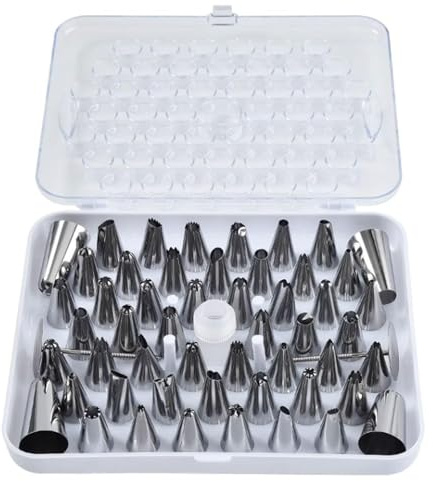 spritstyllar tårta 52 delar spritsar, set med tårtdekorationstips, bakning for bakning, gör-det-själv-dekorering av kakkräm och muffins med förvaringslåda spritsmunstycken
