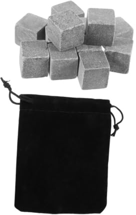 Holibanna 12 Wiederverwendbare Whisky Steine aus Marmor 2x2x2cm Kühlende Eiswürfel für Whisky Wein und Bier mit Stoffbeutel Langlebige Bar Kühlsteine für Partys und Feierlichkeiten