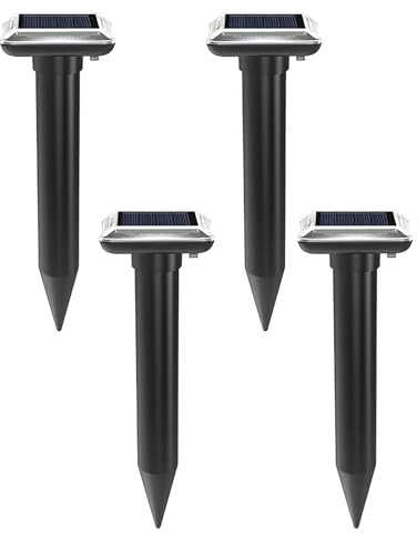 Maulwurf Vertreiber Testsieger Solar Maulwurfschreck für Mäuse [4er Pack] | IP65 Wasserdicht Ultraschall Vibrations Maulwurfschreck gegen Maulwürfe und Wühlmäuse für Garten und Rasen