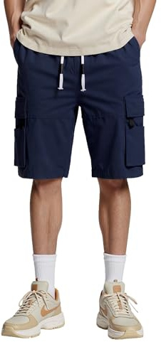 Tansozer Short Cargo Homme Coton Été Décontracté Multi Poches