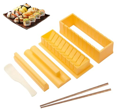 Kit para Hacer Sushi, Molde para Sushi con Palillos y Cuchara, Sushi Maker para Sushi Redondo, Kit Sushi Completo para Principiantes, Accesorios de Sushi de Plástico Alimentario