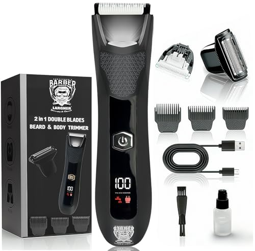 2 in 1 Body Hair Trimmer Men,Ball Trimmer Men, Body Groomer Men, Electric Groin Hair Trimmer, Body Hair Trimmer Men, Pubic Hair Trimmer, Wet/Dry Shaver with Ceramic Blade Head LED Light