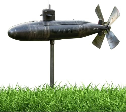 Navy Submarine Wind Spinner, Funny Submarine Metal Garden Windmills Outdoor, 2026 Novelty Battleship Sculpture Windmills Garden Ornaments Outdoor (1pcs)