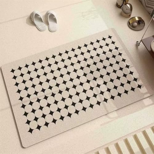 Alfombra de Baño Antideslizante, 50x80cm Alfombrilla Diatomita Baño Súper Absorbente, Alfombrilla Ducha Lavable Stone Bath Mat, Alfombra Piedras para Ducha, Cocina, Bañera y Baños, WC Classic 6-371