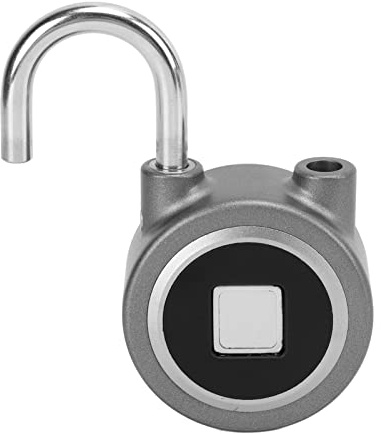 Sahgsa Fingerabdruck-Smart-Vorhängeschloss, USB-Aufladung, Fernentriegelung für Fitnessstudio-Schränke – Edelstahl (Grau)