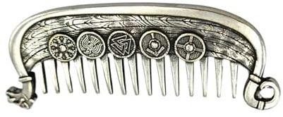 Peine de barba de bronce con texto en inglés – Peine de cuidado de barba estilo Drakar para barbas bien cuidadas – Artesanía tradicional para el cuidado de la barba (plata, talla única)