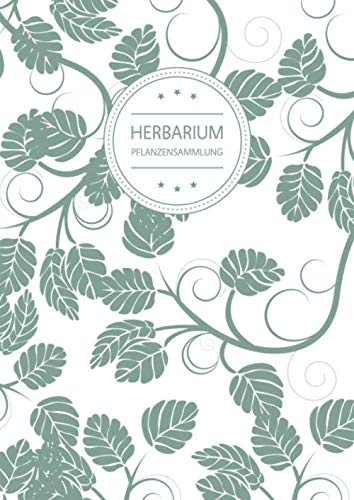 Herbarium Pflanzensammlung: Herbarium Leer A4 - Pflanzen Sammeln, Bestimmen, Aufbewahren - 110 Seiten Papier Weiß - Pflanzenbestimmung - Motiv: Vintage Blätter Muster Natur Grün