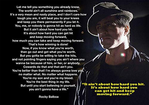 Poster, mit motivierendem Zitat von Rocky Balboa 3, DIN A 3