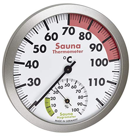 TFA Dostmann Analogue Sauna Thermo-Hygrometer, Heat Resistant Materials, Temperature, Humidity, L 120 x W 37 x H 120 mm