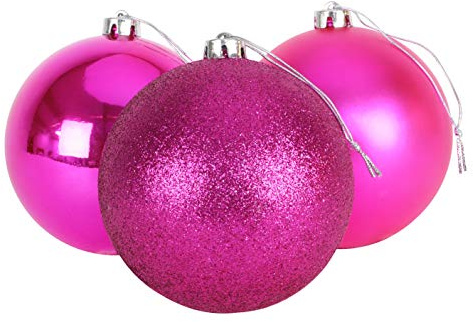 Christmas Concepts® 3-150mm (6) Extra Large Baubles - Shiny, Matte & Glitter Design - Christmas Decorations (Hot Pink)