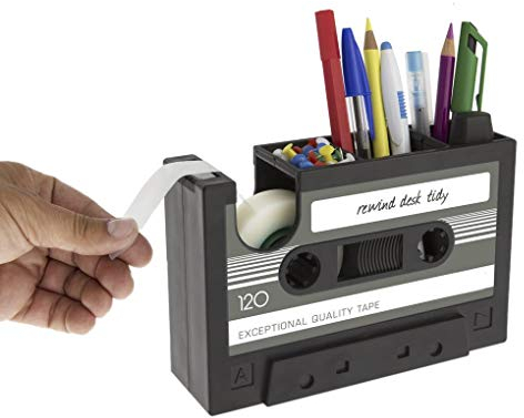 Retro Tischorganizer mit Klebebandabroller Kreativ Stifteköcher Stifthalter Multifunktional Schreibtisch Organizer Tisch-Gerät mit Tape-Design