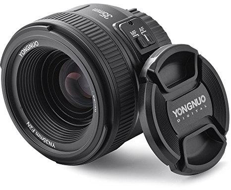 YONGNUO YN35 35mm F2.0 Wide-Angle Prime Lens Large Aperture Auto Manual Focus AF MF for Nikon DSLR Cameras + NAMVO Flash Diffuser