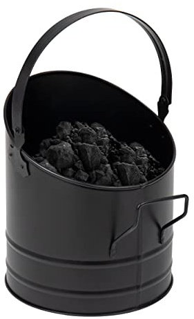 Mind Reader Fireplace Ash Bucket, 6L (1.5 gal) Capacity, Wood Stove, Fireplace Accessories, Metal, 9L x 9W x 10.5H, Black