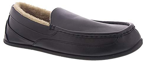 Deer Stags Men's Spun Slipper, Black Faux Leather, US Men's 13 Wide