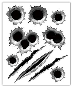 VDARK Auto Aufkleber 3D Einschusslöcher Vinyl Film Zeichen Film Versteckter Aufkleber PVC Wasserdicht Reflektierend für Lkw Körper Stoßstange Vorne Hinten Tür Kofferraum Kit Pac Pack von 1 (STICKER-B)