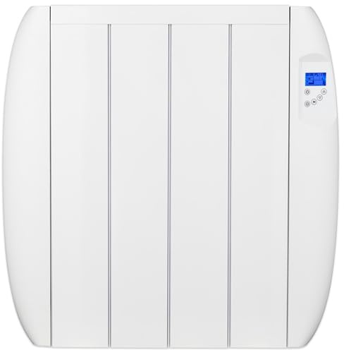 MYLEK Panel Heater Radiator 1000W Electric with Programmable Digital Timer - Aluminium Wall Mounted Freestanding Slim White, Bathroom IP24 Splashproof, LOT 20 Eco Design Energy Efficient (1KW)