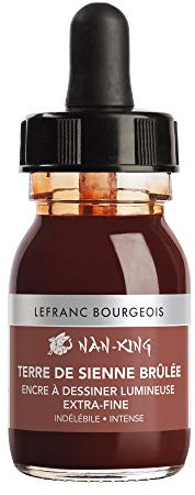 Lefranc Bourgeois 301282 Nan King Zeichentusche & Kalligrafietusche - Siena Gebrannt - 30 ml, Pigmentiert, lichtbeständig, für Zeichnen & Skizzen