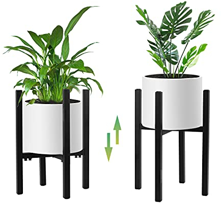 STLOVe® Flower Stand, Indoor Decor Flower Pot Shelf, Black Iron Pot Stand, Planter Holder for Flowerpot, Home Garden Corner Porch, Wedding Garden Home Decoration(Pot & Plant Not Included) (Adjustable)